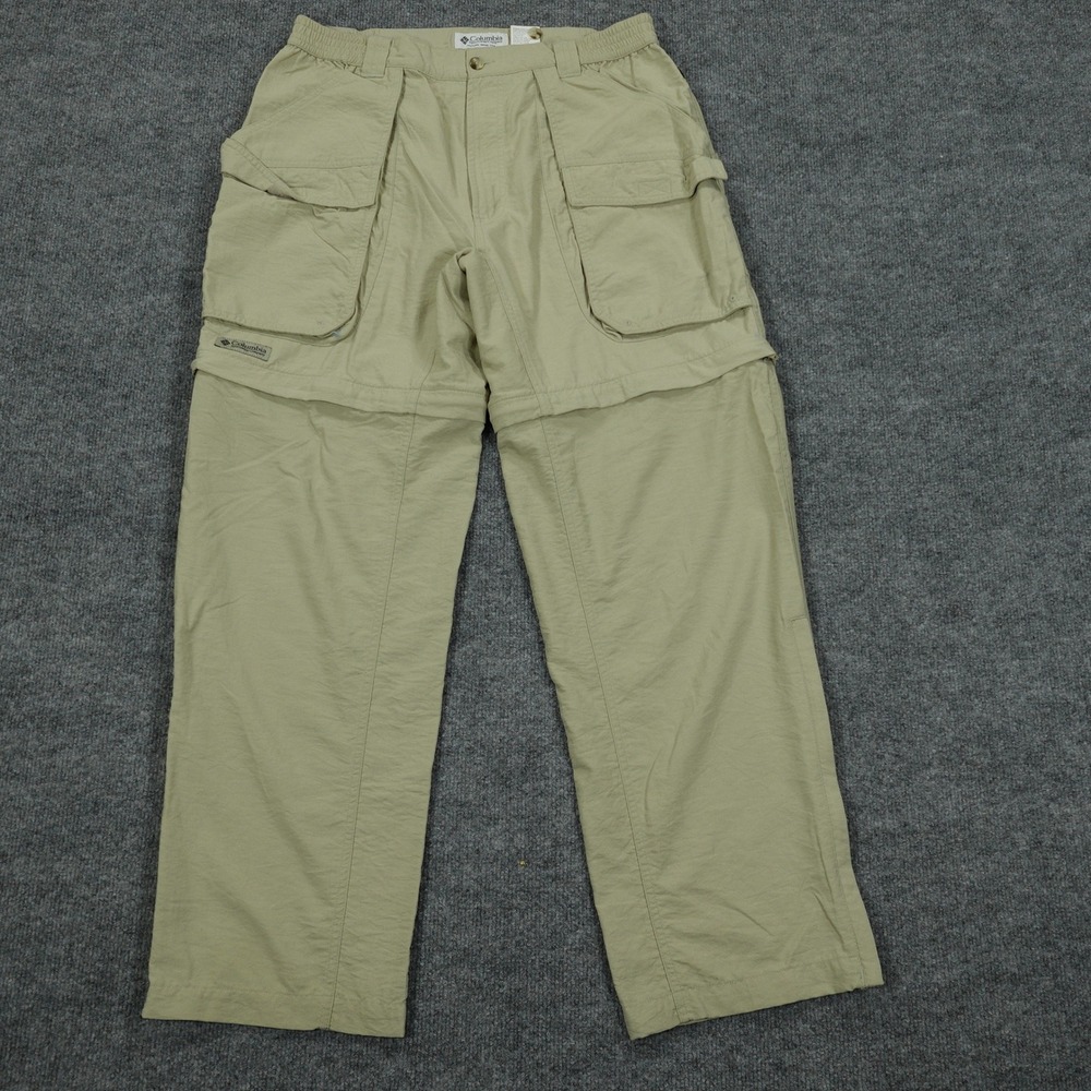 Columbia Convertible Cargo Pants Mens Medium Tan Zip Off Hiking Outdoor TM8250